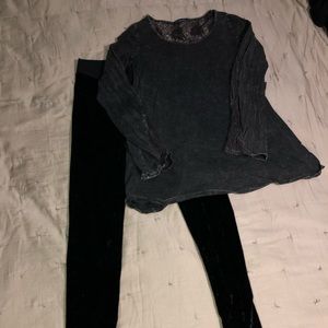 Black velvet leggings.